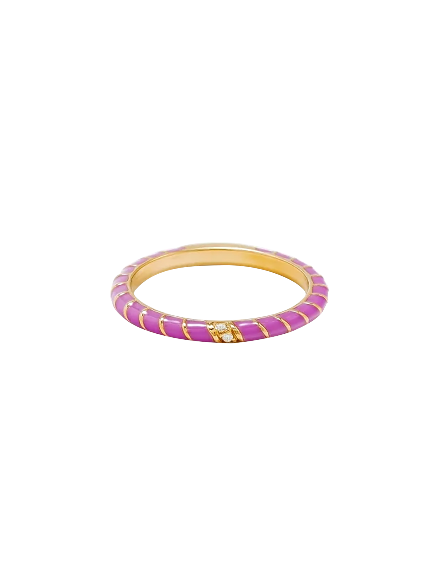 Mini twisted wedding ring purple enamel yellow gold